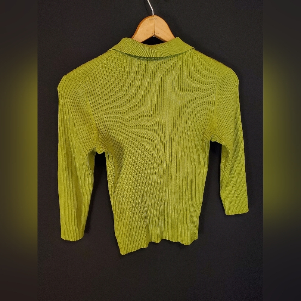Green Ribbed Half-Zip Sweater - Picture 4 of 6